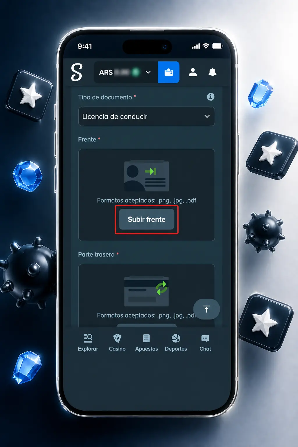 Captura de pantalla mostrando cómo configurar el monto de apuesta y la cantidad de minas en el juego Mines de Stake