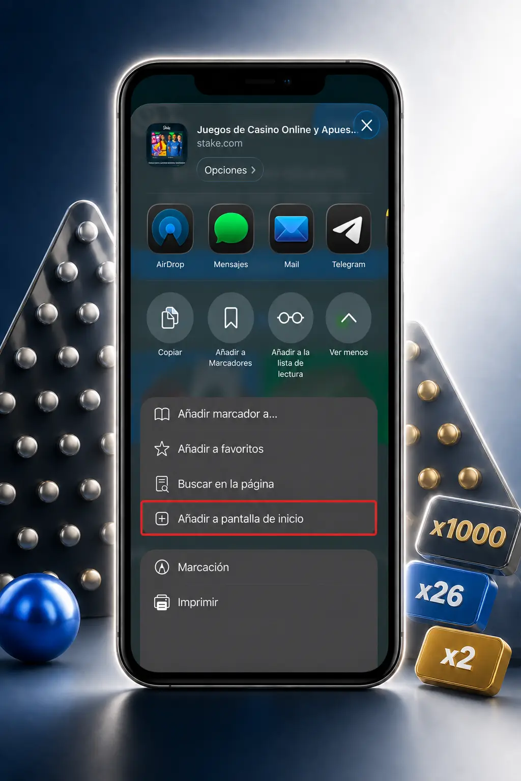 Captura de pantalla de la app de Stake en celular mostrando el acceso a Plinko dentro de Stake Originals.